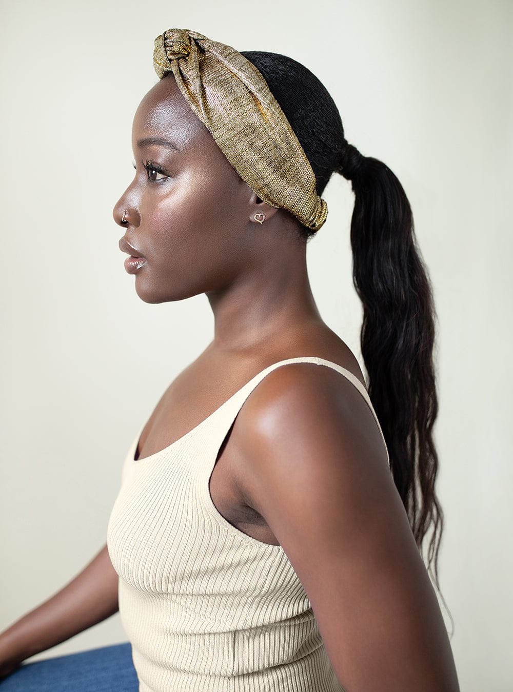 The Wrap Life Allure Knotted Headband in Gold Gold Headband
