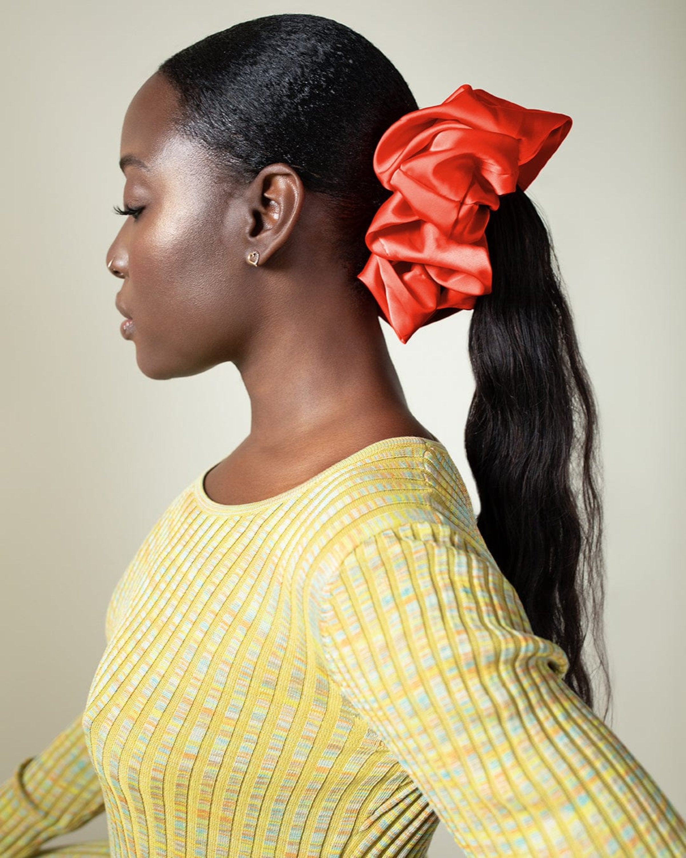 The Wrap Life Allure Satin Scrunchie in Cherry Red Scrunchie