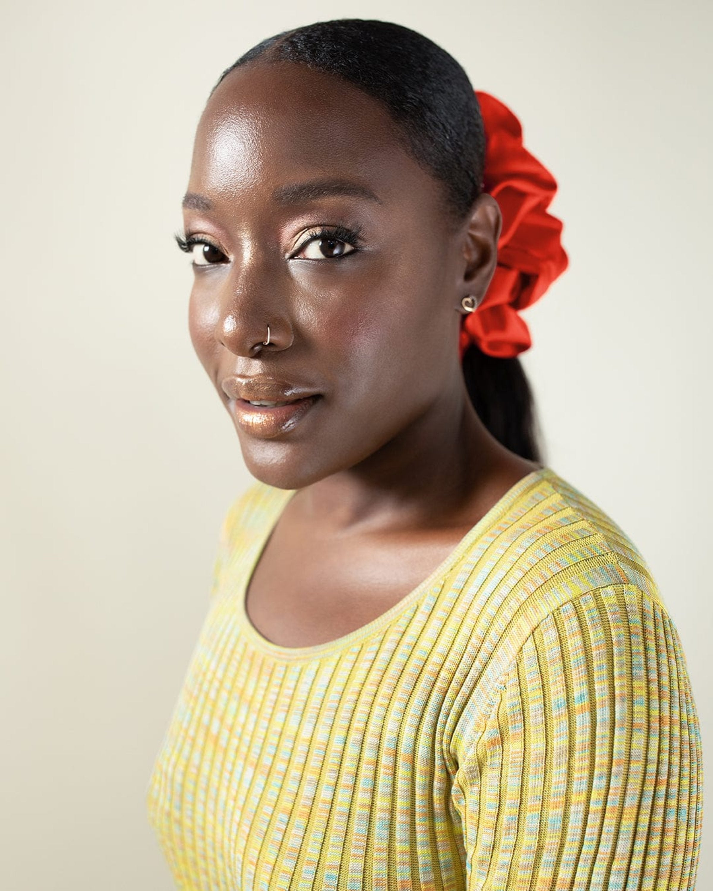 The Wrap Life Allure Satin Scrunchie in Cherry Red Scrunchie