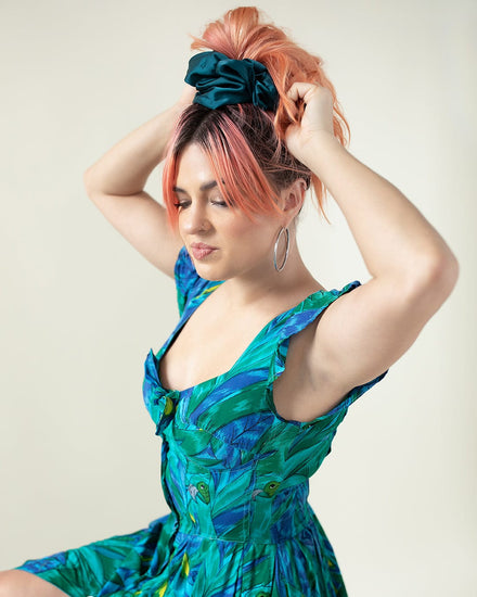 The Wrap Life Allure Satin Scrunchie in Jade Green Scrunchie