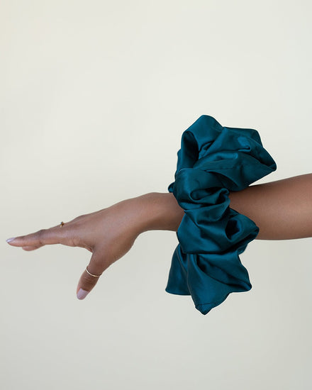 The Wrap Life Allure Satin Scrunchie in Jade Green Scrunchie