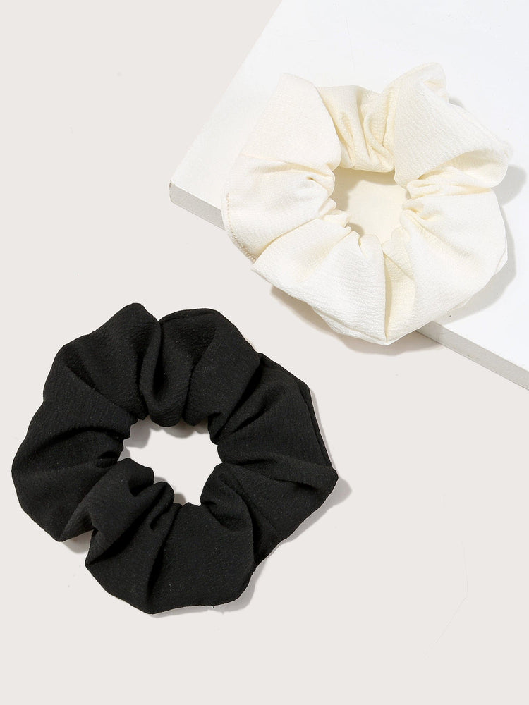Allure Two-pack Knitted Scrunchie- Cream & Black
