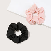 The Wrap Life Allure Two-pack Knitted Scrunchie- Peach & Black Pink Scrunchie