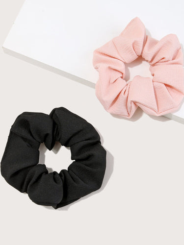 Allure Two-pack Knitted Scrunchie- Peach & Black