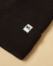 The Wrap Life Cuffed Satin Lined Beanie in Black Black Hat