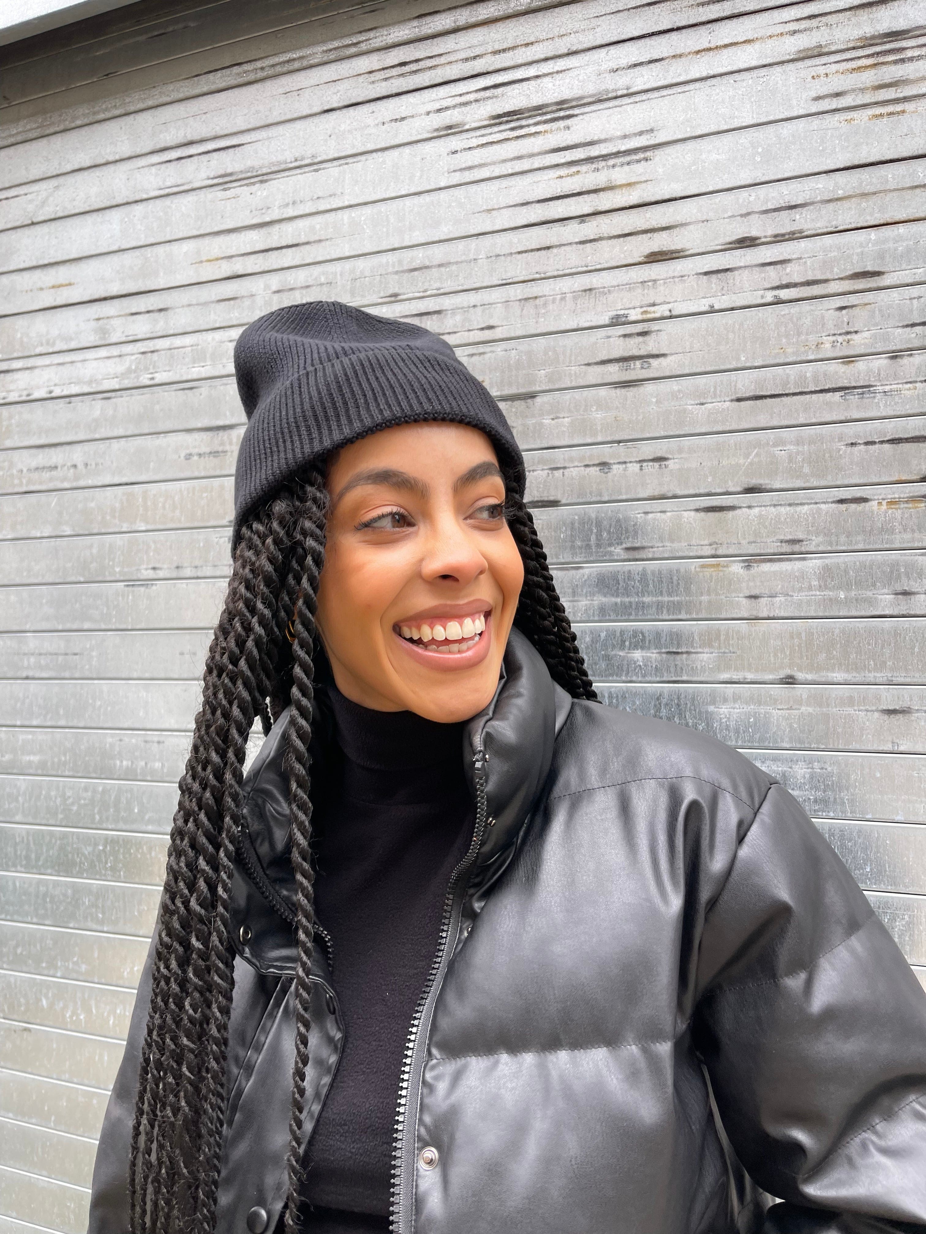 Cuffed Satin Lined Beanie in Black – The Wrap Life