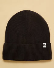 The Wrap Life Cuffed Satin Lined Beanie in Black Black Hat