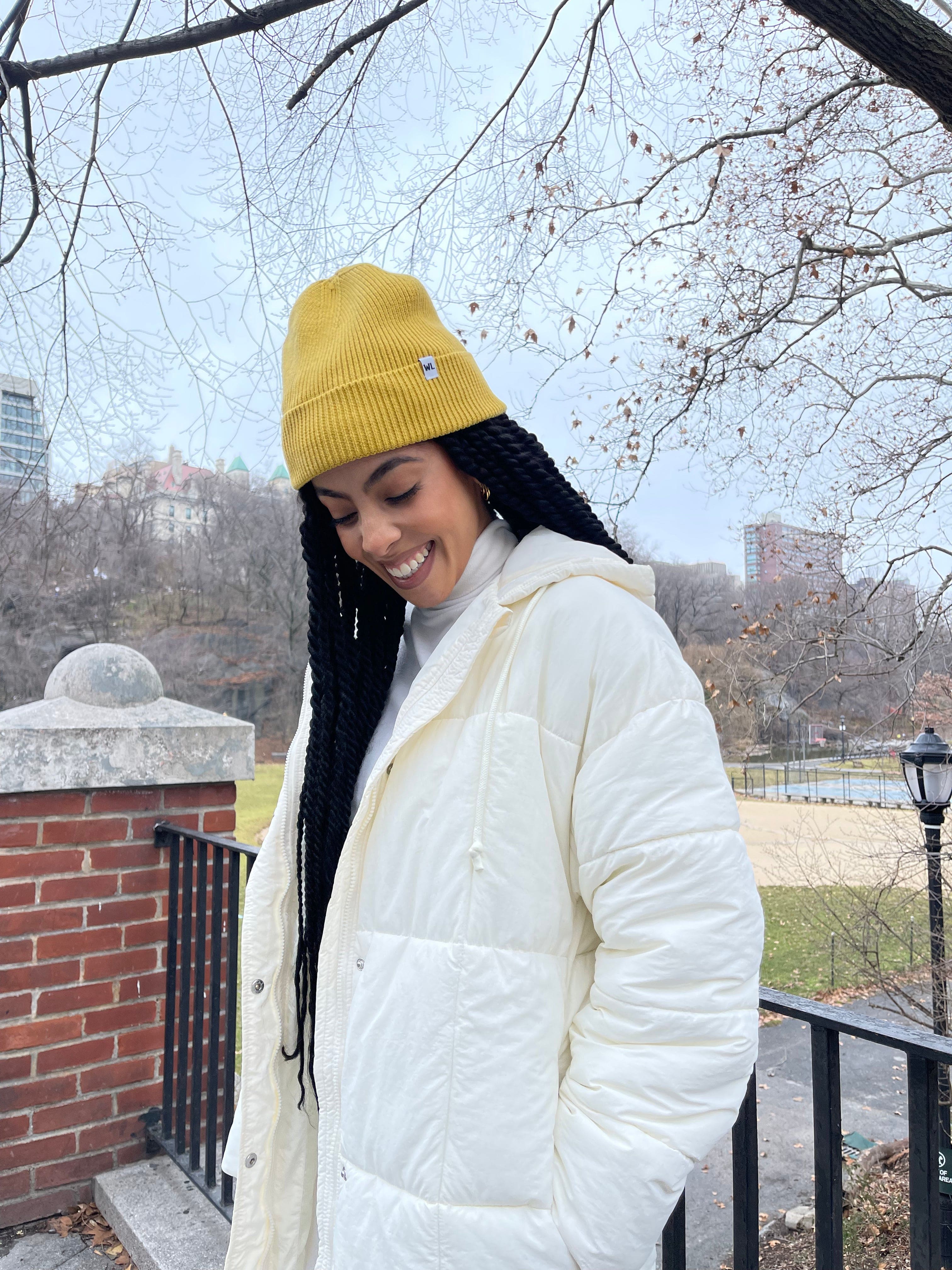 Cuffed Satin Lined Beanie in Citrine – The Wrap Life