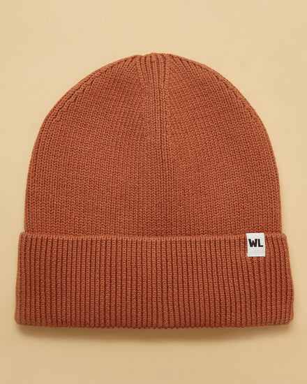 The Wrap Life Cuffed Satin Lined Beanie in Sienna Red Hat