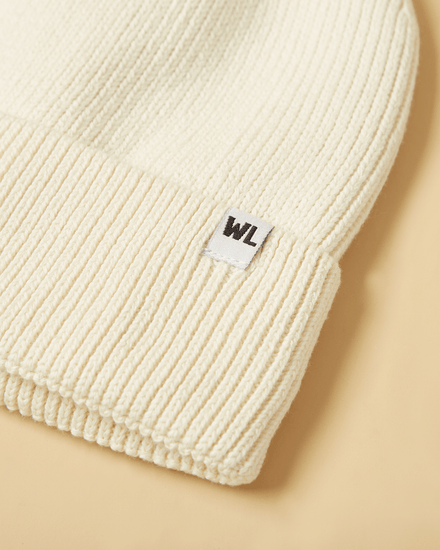 The Wrap Life Cuffed Satin Lined Beanie in Tusk White Hat