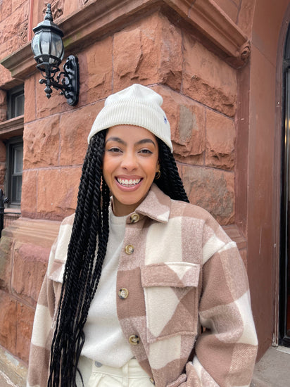 The Wrap Life Cuffed Satin Lined Beanie in Tusk White Hat