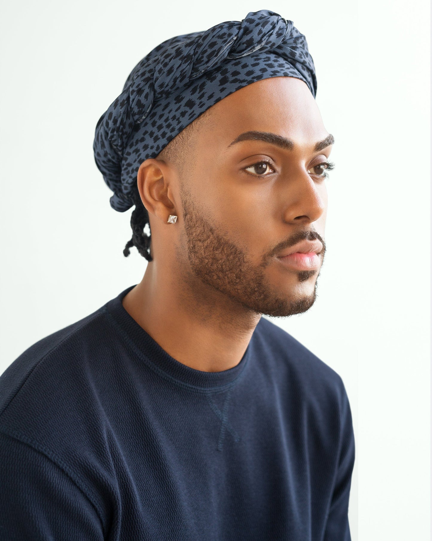 The Wrap Life Dashed Head Wrap in Blue Blue Head Wrap