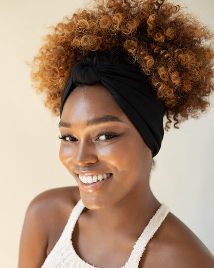 The Wrap Life Gentle Satin Lined Headband in Black Black Headband