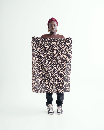 The Wrap Life Grand Leopard Head Wrap in Black Black Head Wrap