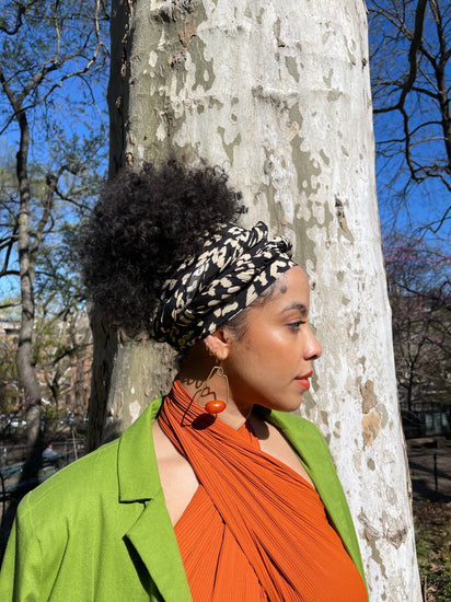The Wrap Life Grand Leopard Head Wrap in Black Black Head Wrap