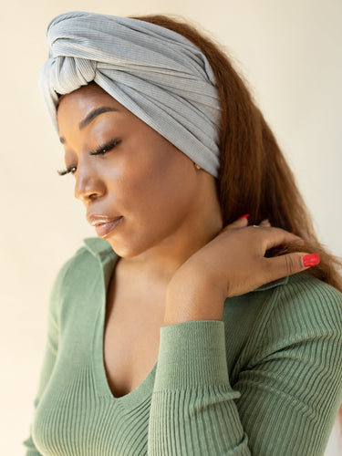 Harvest Ribbed Head Wrap in Ash