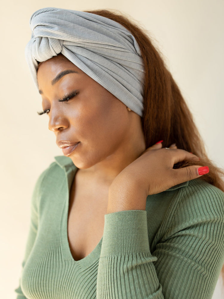 Harvest Ribbed Head Wrap in Ash