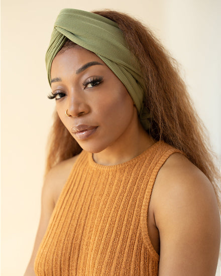 The Wrap Life Harvest Ribbed Head Wrap in Fern Green Head Wrap
