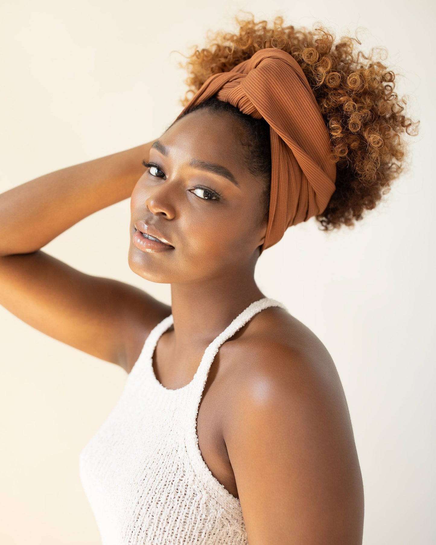 The Wrap Life Harvest Ribbed Head Wrap in Pecan Brown Head Wrap