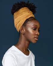 The Wrap Life Pleated Head Wrap in Citrine Yellow Head Wrap