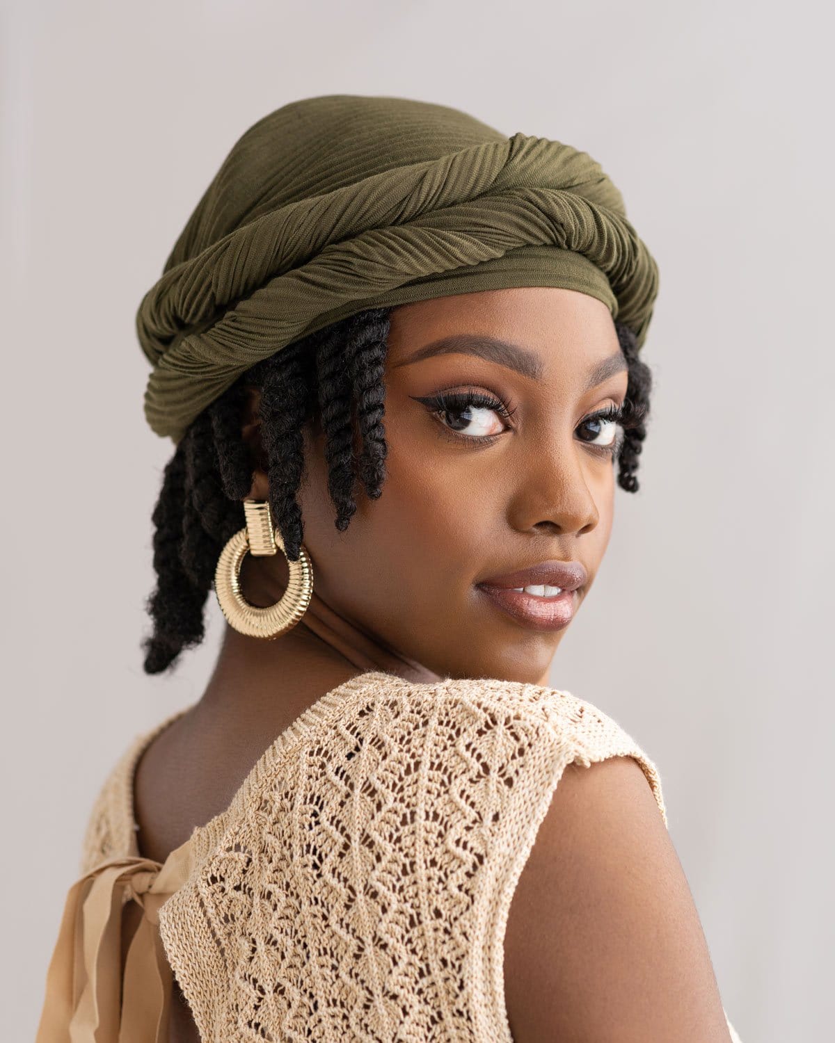 The Wrap Life Pleated Head Wrap in Forest Green Head Wrap
