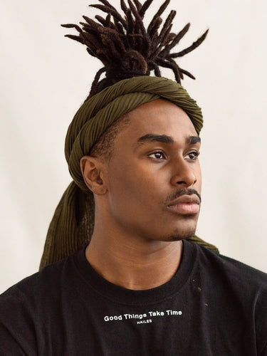 Pleated Head Wrap in Forest