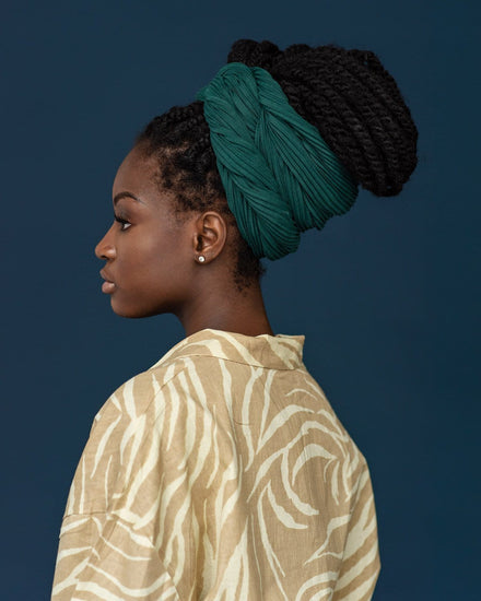 The Wrap Life Pleated Head Wrap in Hunter Green Head Wrap