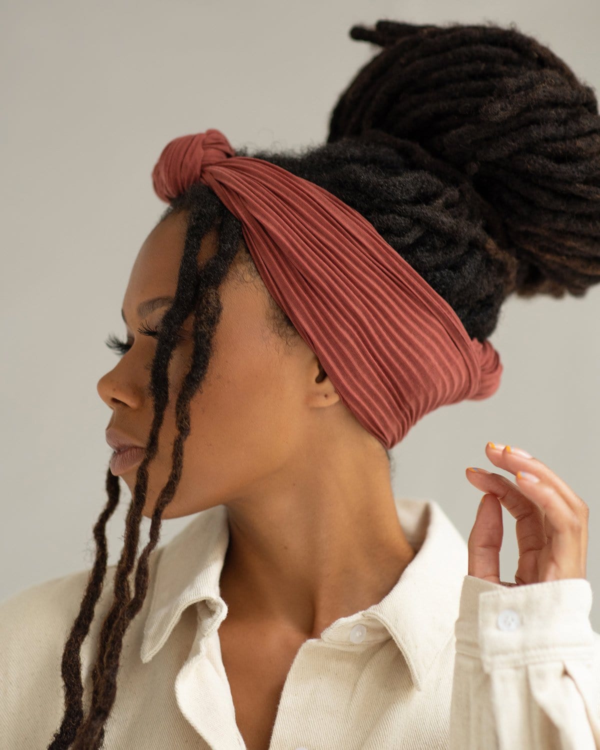 The Wrap Life Pleated Head Wrap in Mauvie Pink Head Wrap
