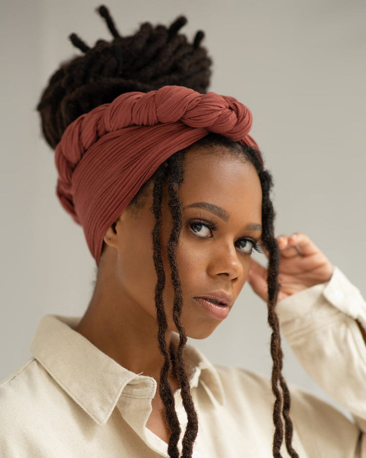 The Wrap Life Pleated Head Wrap in Mauvie Pink Head Wrap