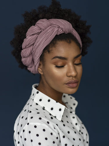 Pleated Head Wrap in Rose
