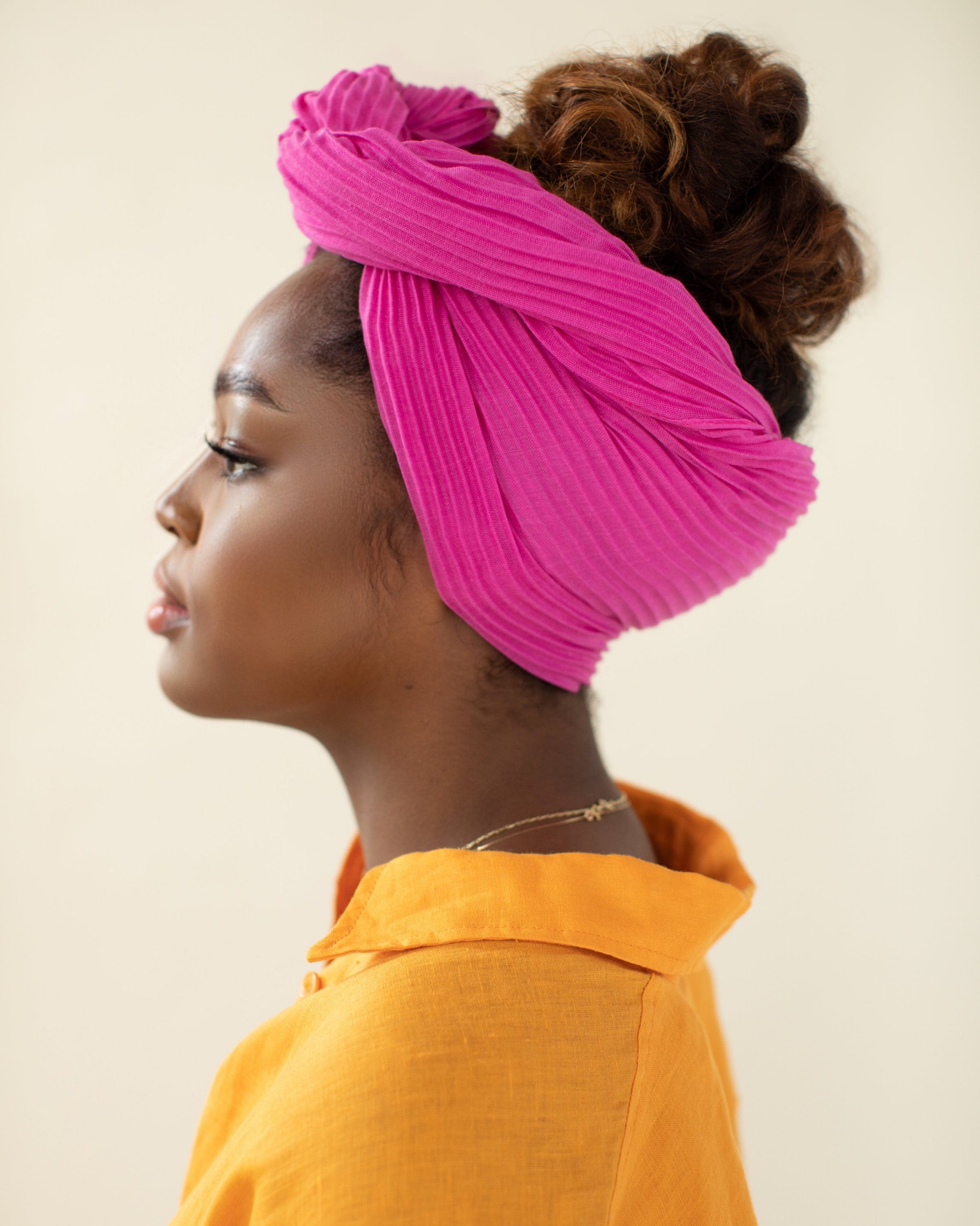 The Wrap Life Pleated Head Wrap in Rose Violet Pink Head Wrap