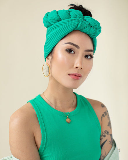 The Wrap Life Pleated Head Wrap in Turqs Green Head Wrap
