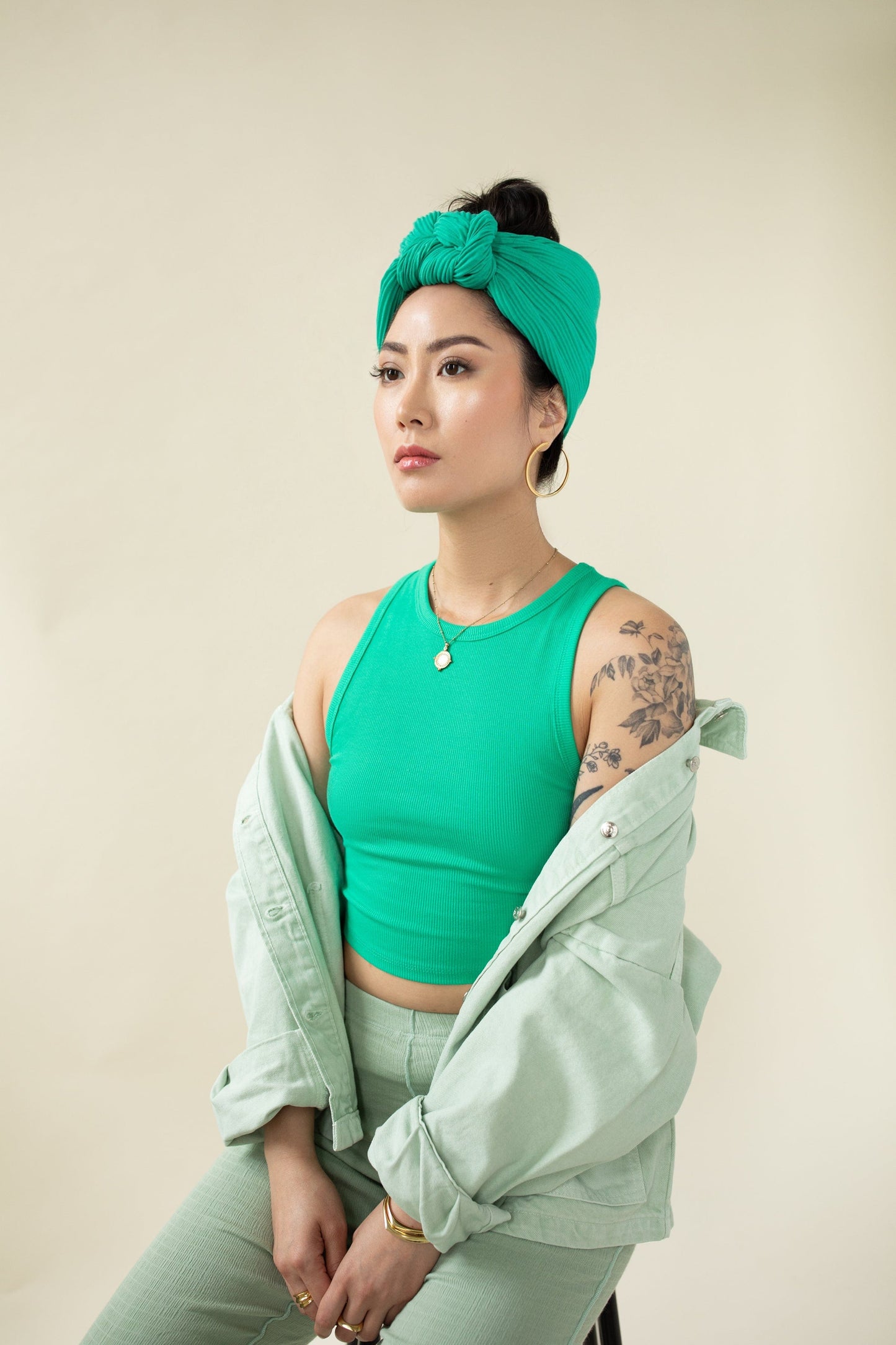 The Wrap Life Pleated Head Wrap in Turqs Green Head Wrap