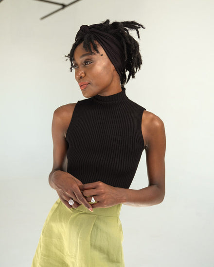 The Wrap Life Ribbed Bandie in Jet Black Black Bandie