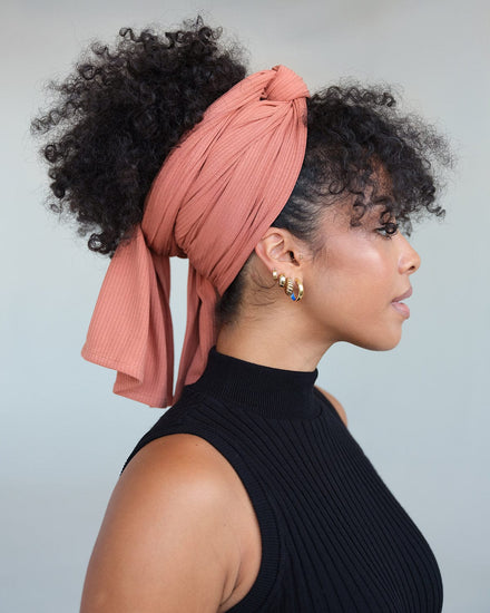 The Wrap Life Ribbed Head Wrap in Adobe Pink Head Wrap
