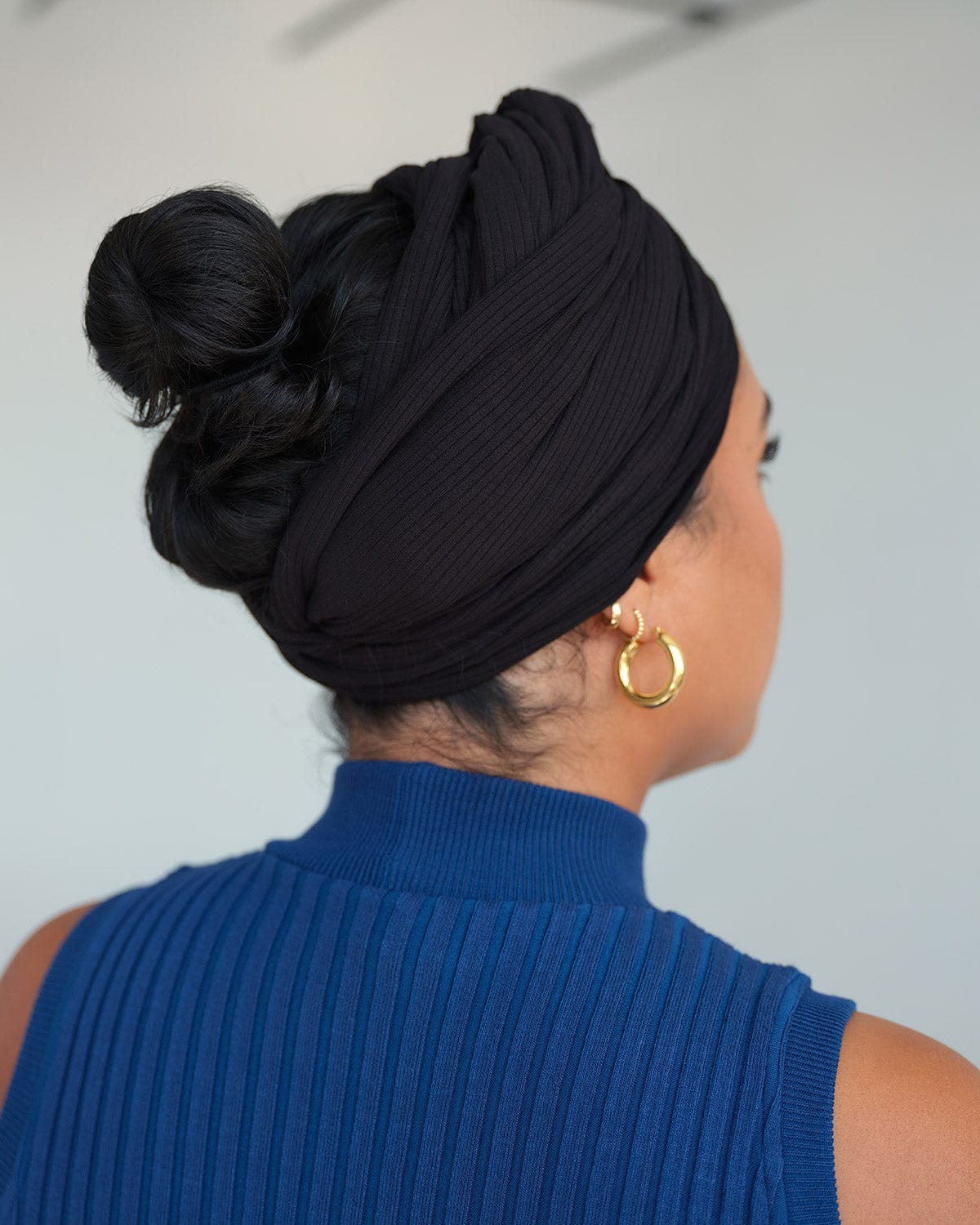 The Wrap Life Ribbed Head Wrap in Jet Black Black Head Wrap