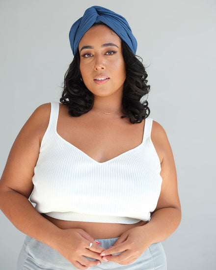 The Wrap Life Ribbed Head Wrap in Lapis Blue Head Wrap