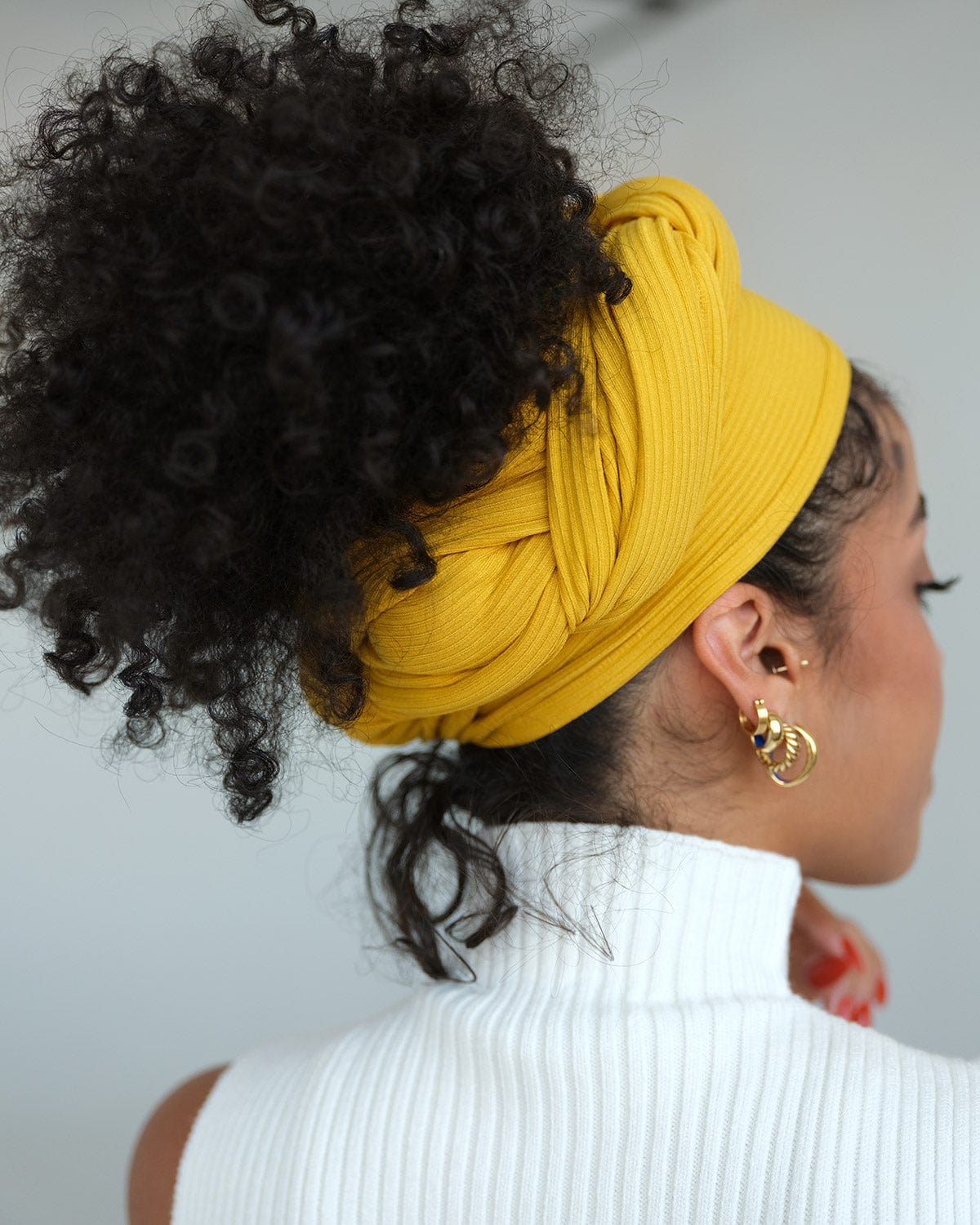 The Wrap Life Ribbed Head Wrap in Marigold Yellow Head Wrap