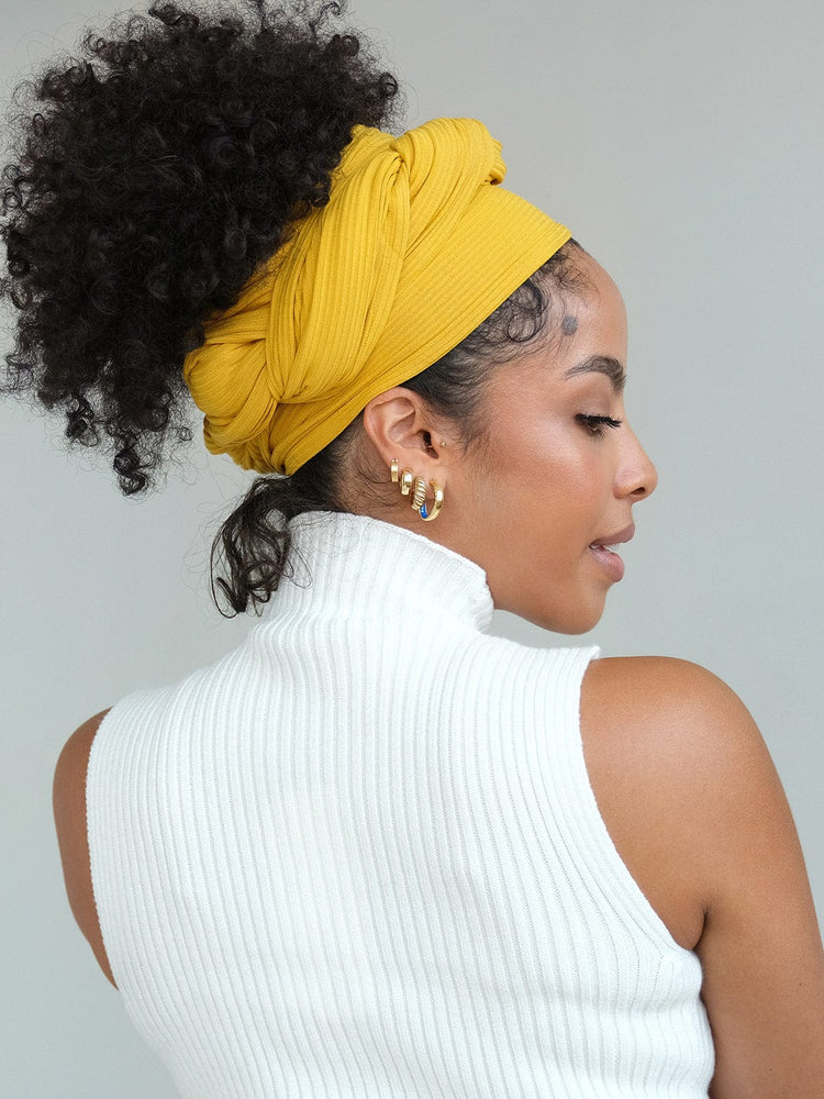 Ribbed Head Wrap in Marigold