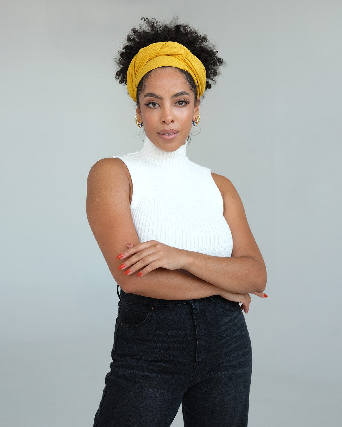 The Wrap Life Ribbed Head Wrap in Marigold Yellow Head Wrap