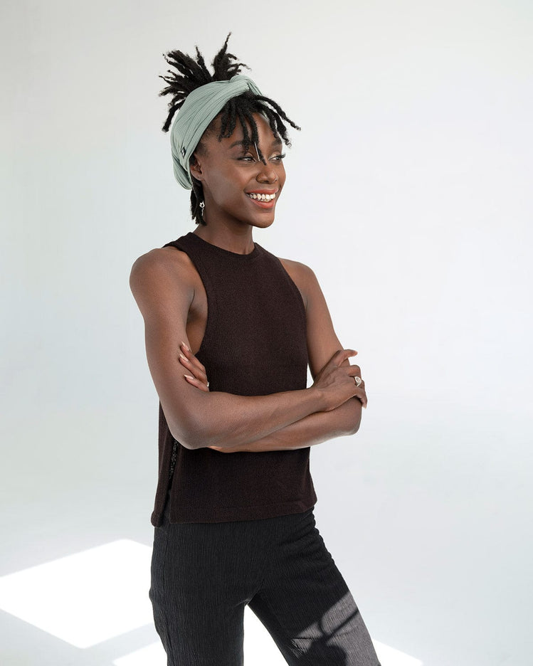 The Wrap Life Ribbed Head Wrap in Sage Green Head Wrap