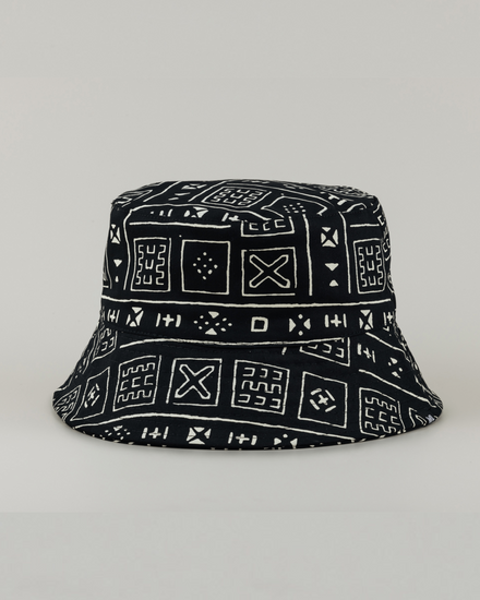 The Wrap Life Satin Lined Printed Bucket Hat in Black Black Hat
