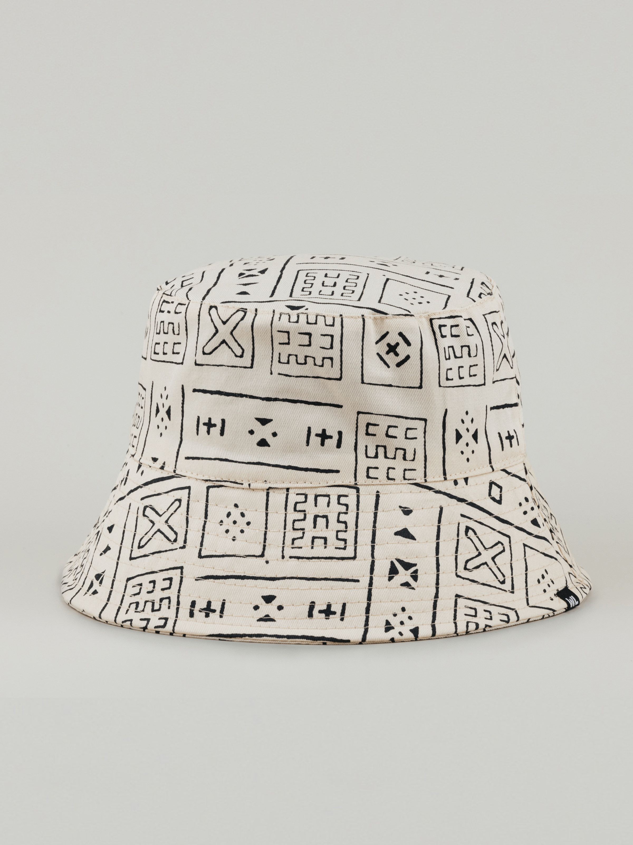 The Wrap Life Satin Lined Printed Bucket Hat in Sand White Hat